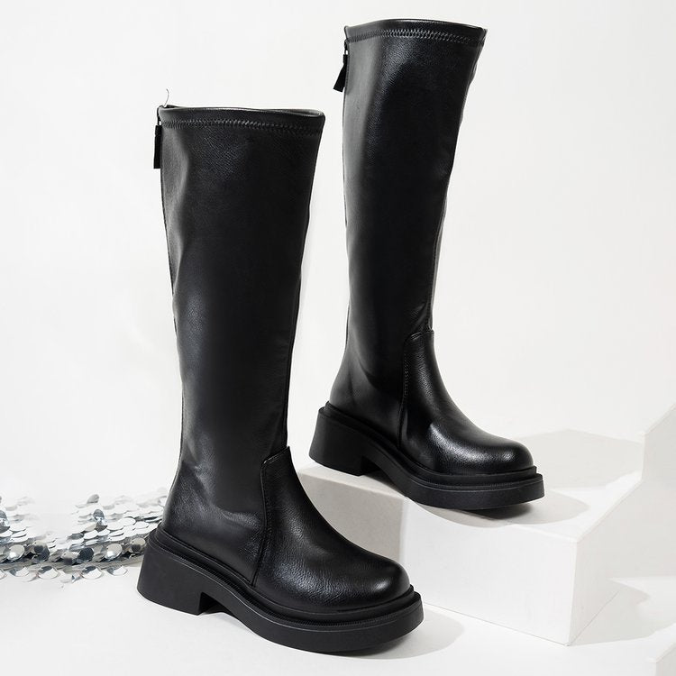 Womens Thick-soled Height-enhancing Slimming Riding Boots