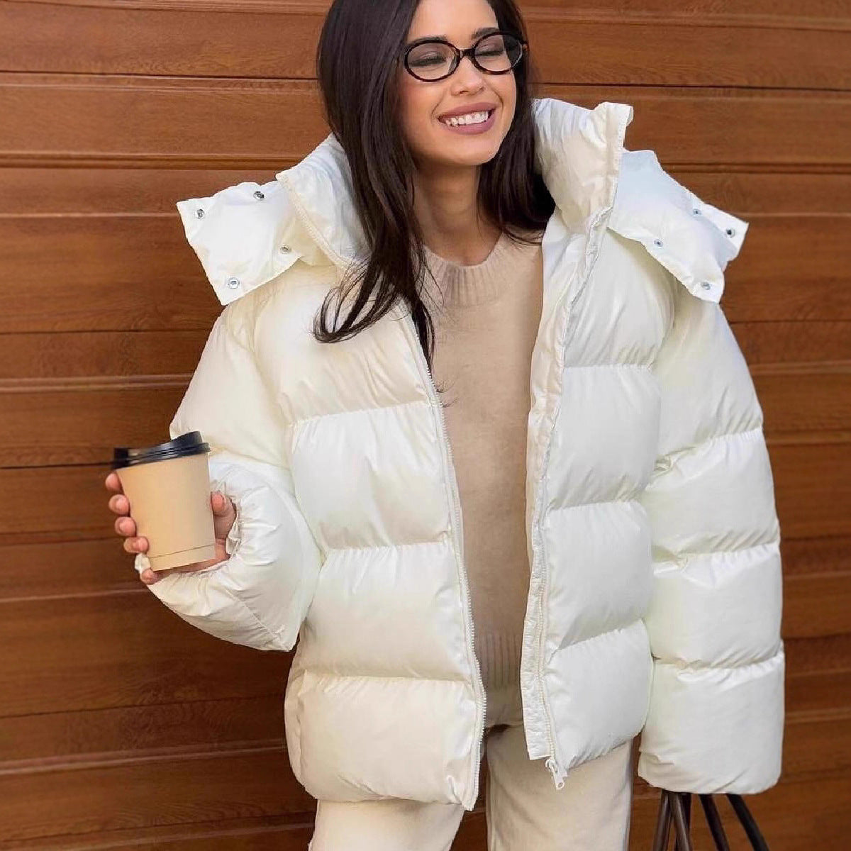 Glossy Removable Cotton Coat