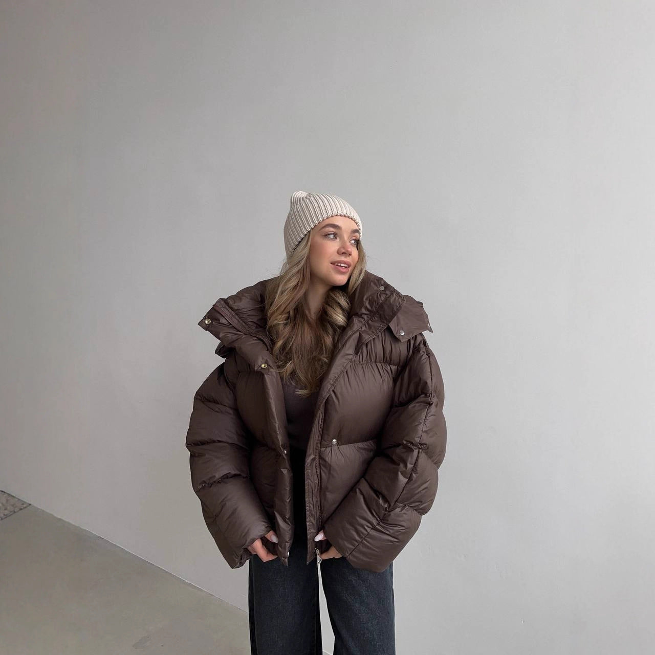 Casual Loose Slim-fit Hooded Mid-length Puffer