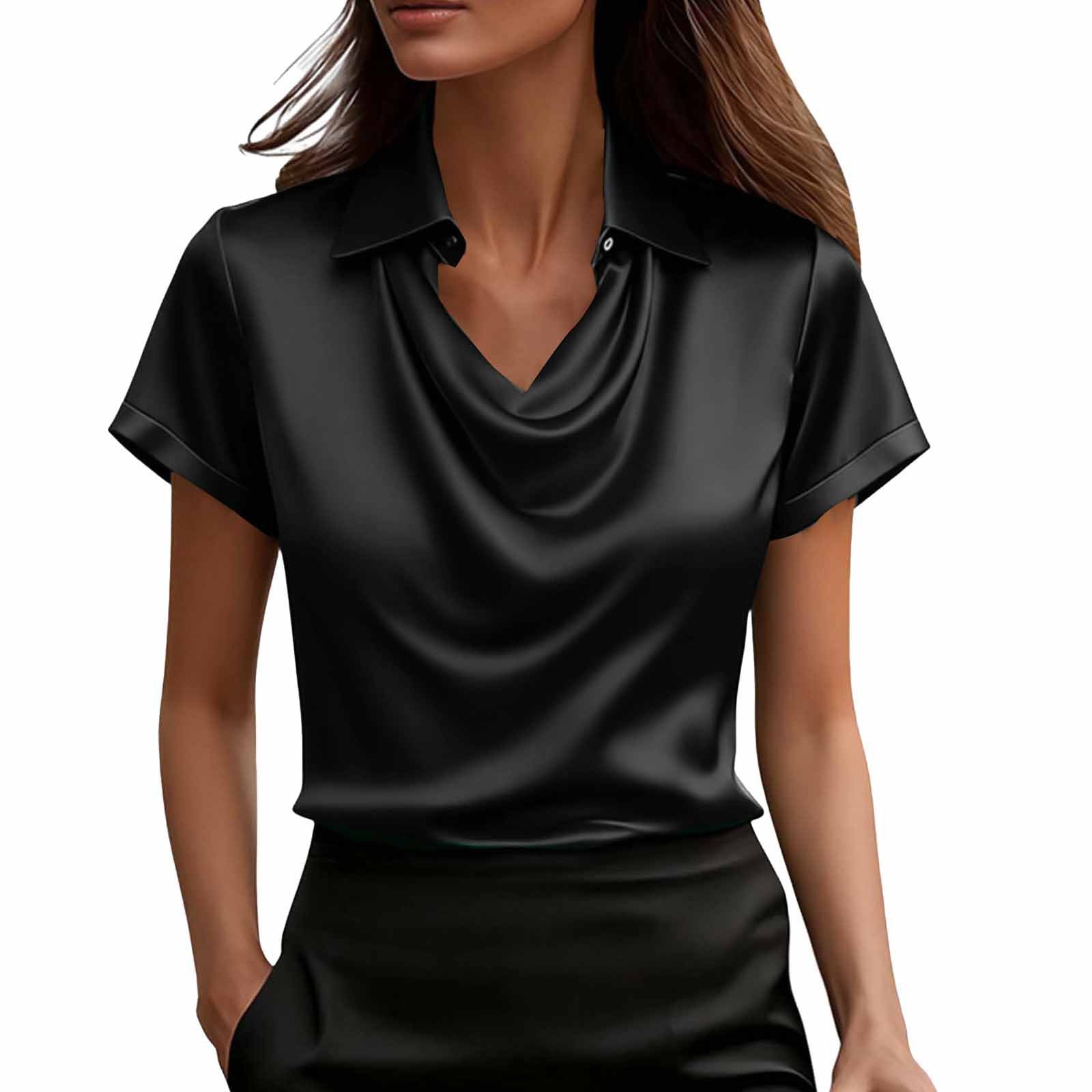 Fashionable Solid-Color Casual Lapel Collar Button-Down Short-Sleeve Shirt