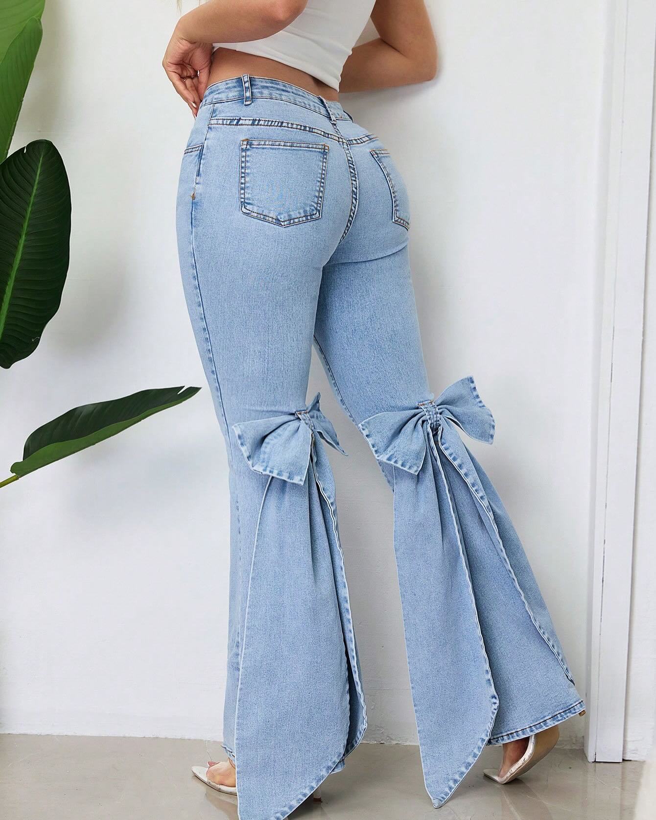 Womens High Waisted Stretchy Denim Flared Jeans