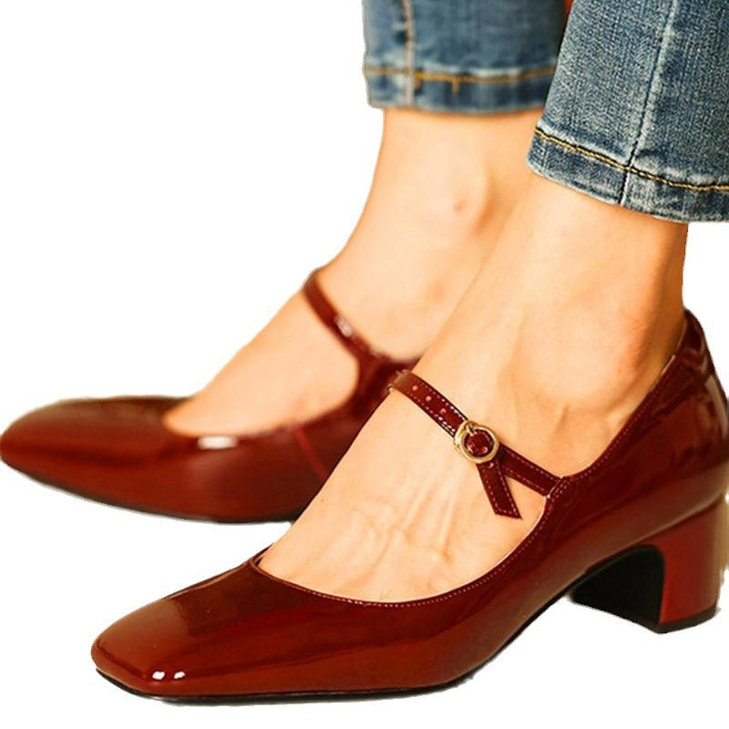 Stylish Mid-heel Plus-size Square-toe