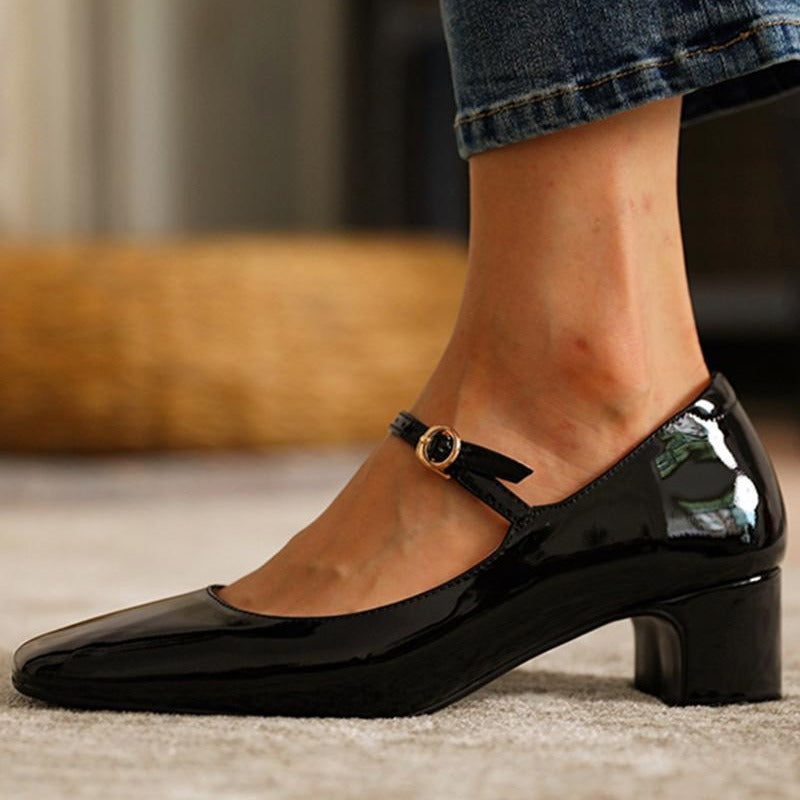 Stylish Mid-heel Plus-size Square-toe