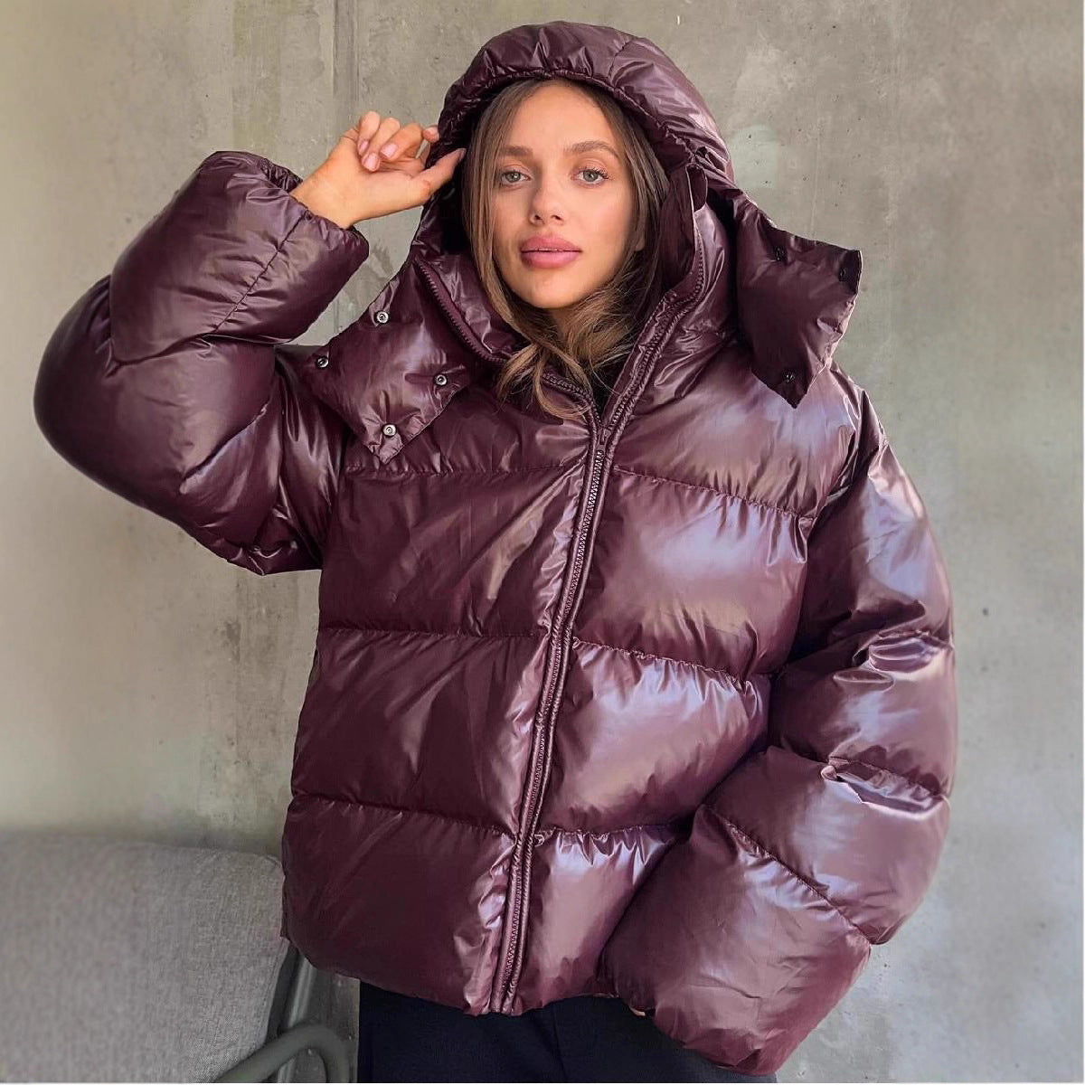 Glossy Removable Cotton Coat
