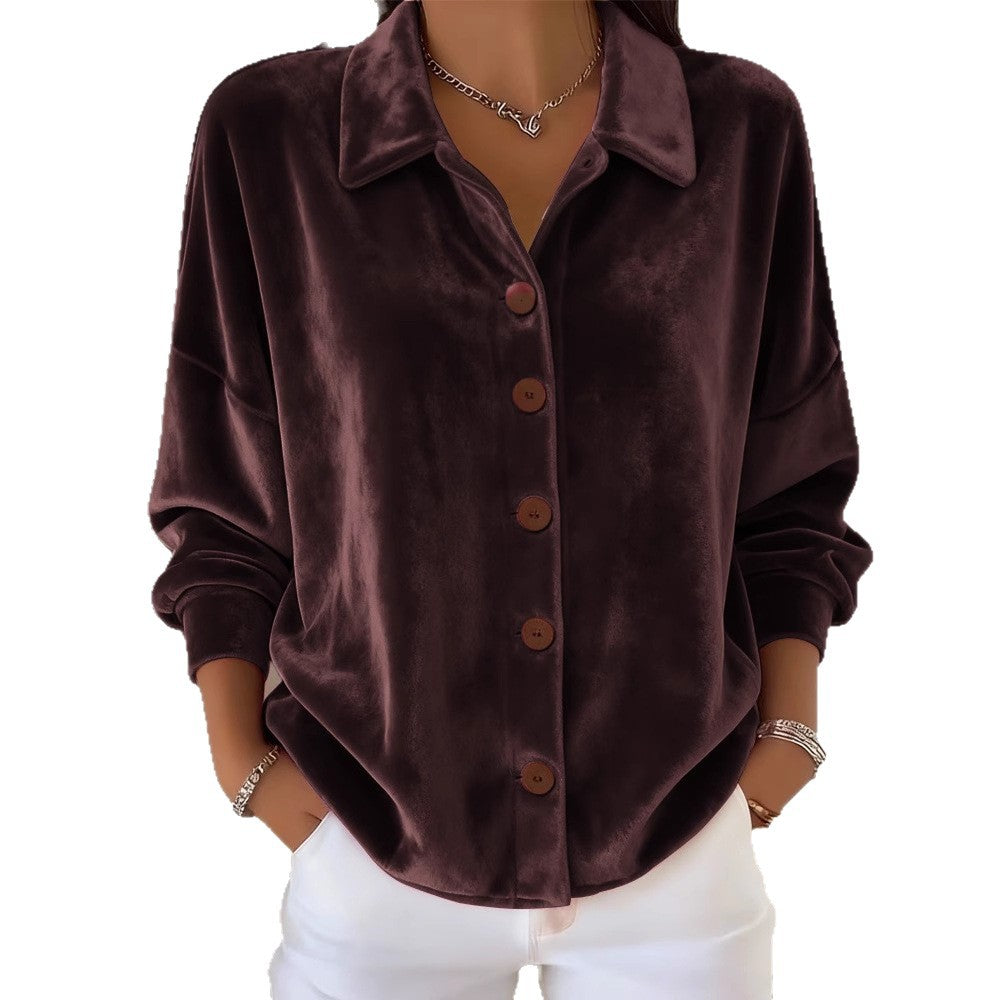 Womens Multi-Color Velvet Cardigan With Long Sleeves For Casual Wear