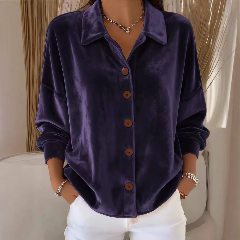 Womens Multi-Color Velvet Cardigan With Long Sleeves For Casual Wear