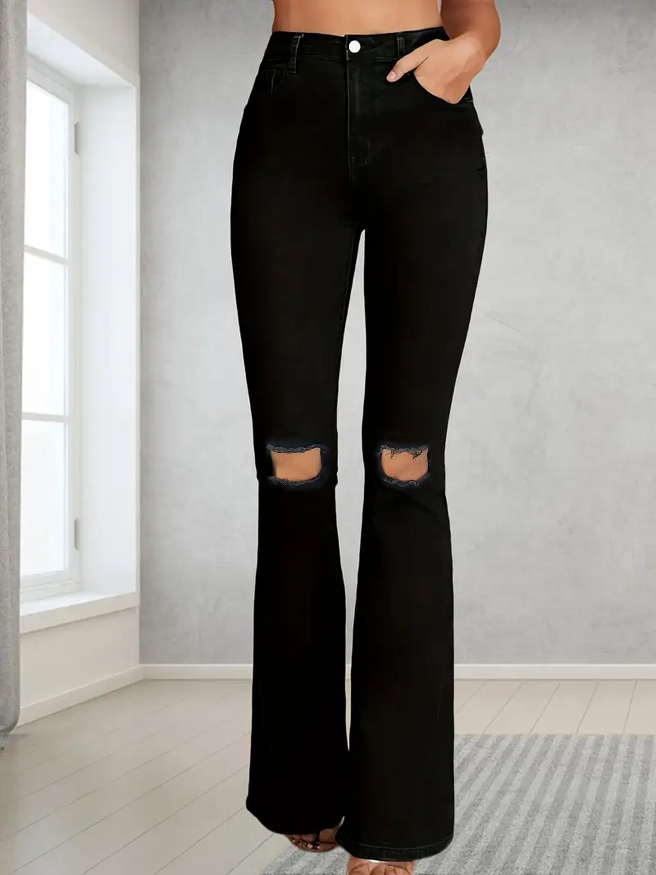 Women's Jeans In Plus Size, American Style With Ripped Holes