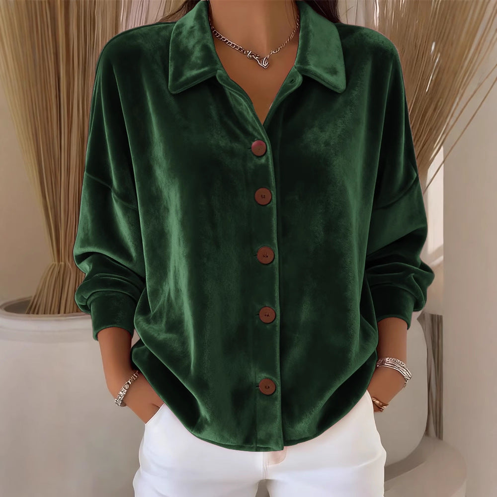 Womens Multi-Color Velvet Cardigan With Long Sleeves For Casual Wear