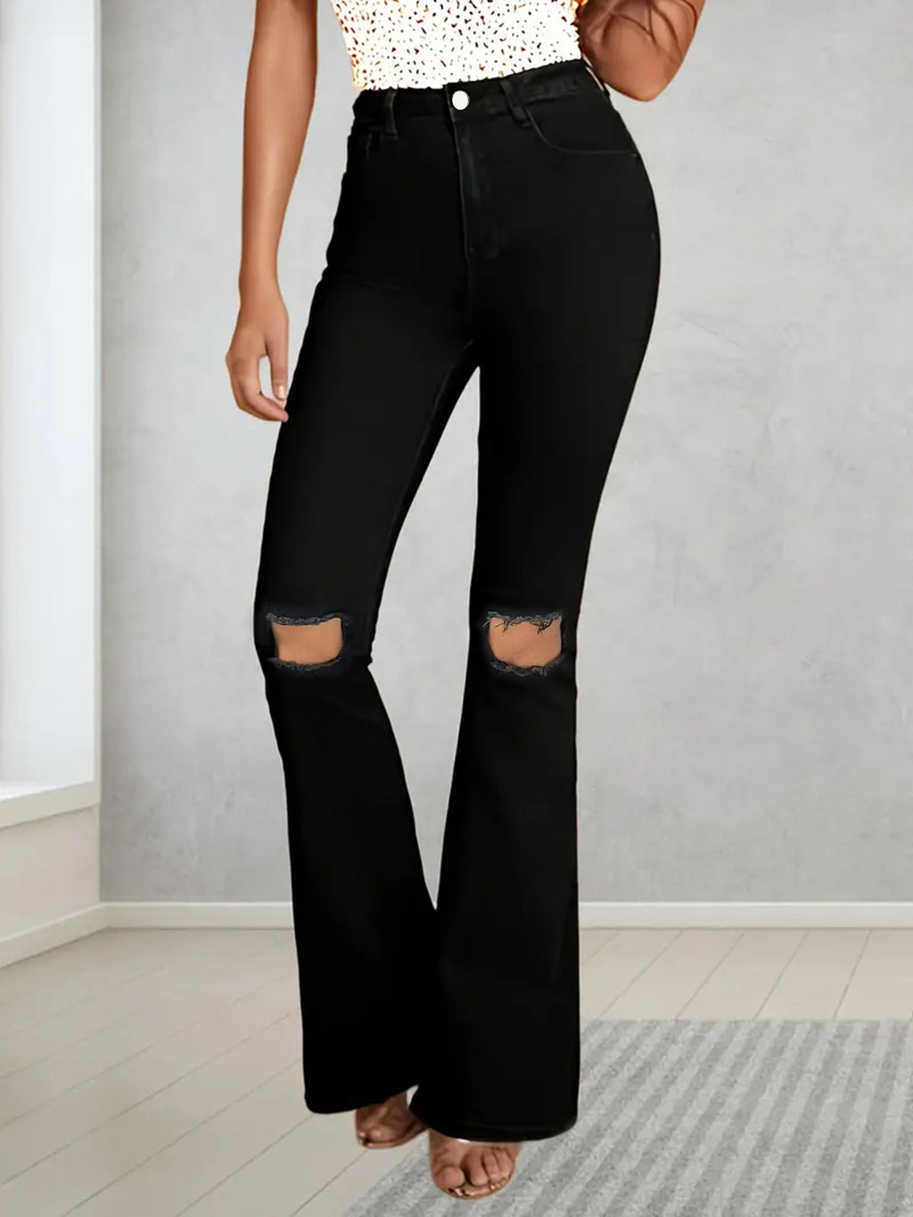 Women's Jeans In Plus Size, American Style With Ripped Holes