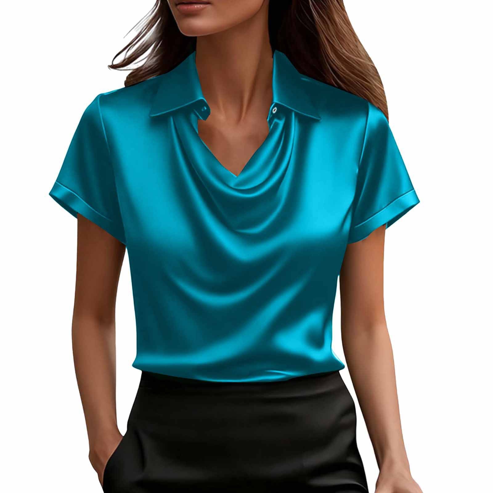 Fashionable Solid-Color Casual Lapel Collar Button-Down Short-Sleeve Shirt