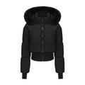Waist-tight Big Fur Collar Hooded Short Cotton Jacket