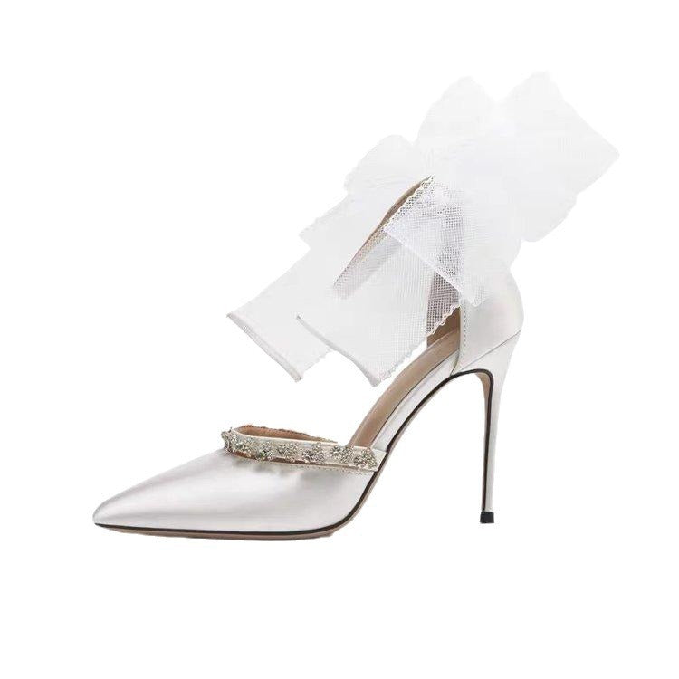 Rhinestone Bow High Heel Sandals