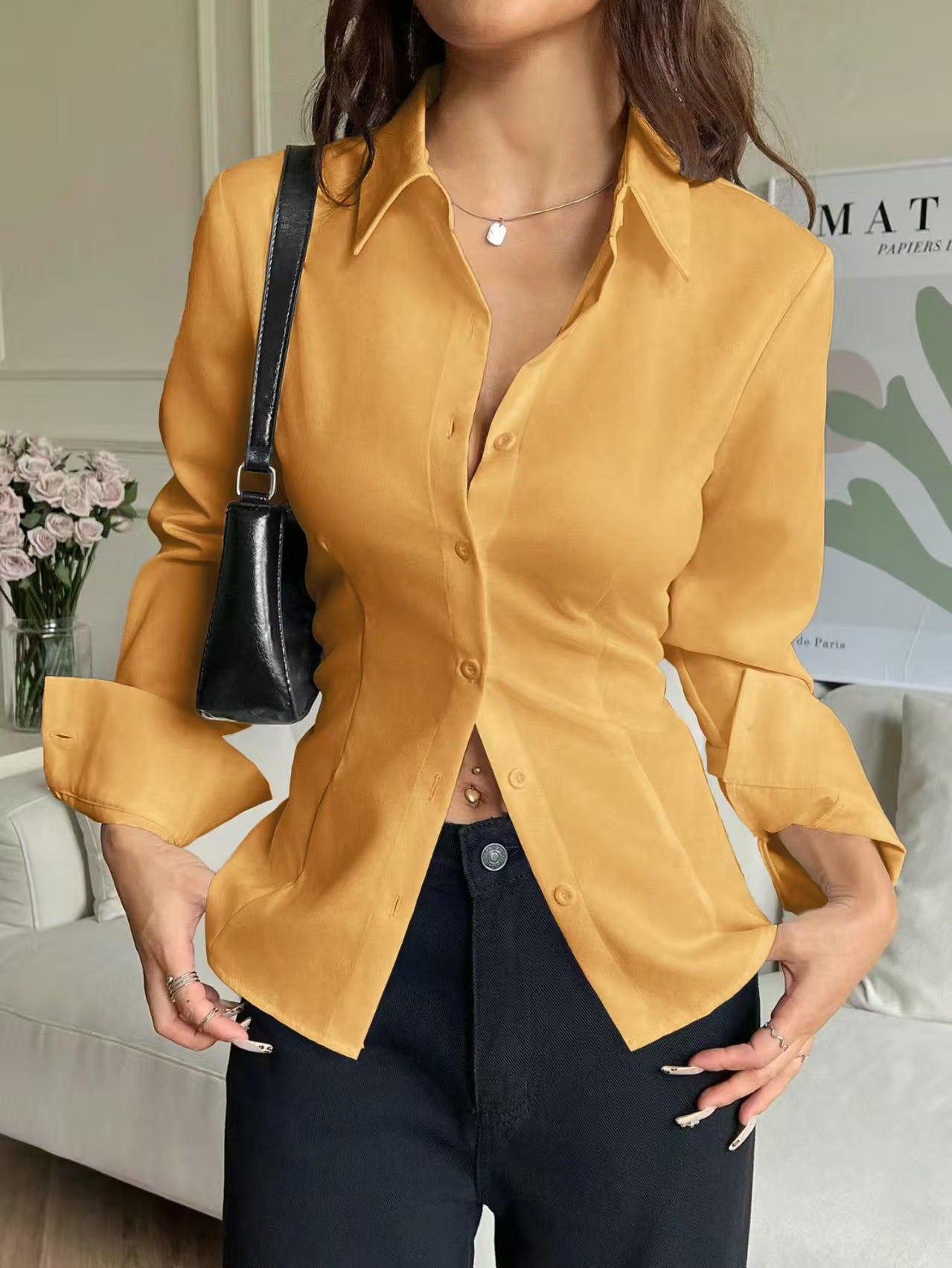 New Slim-fit Waist-cinching Asymmetrical Blouse