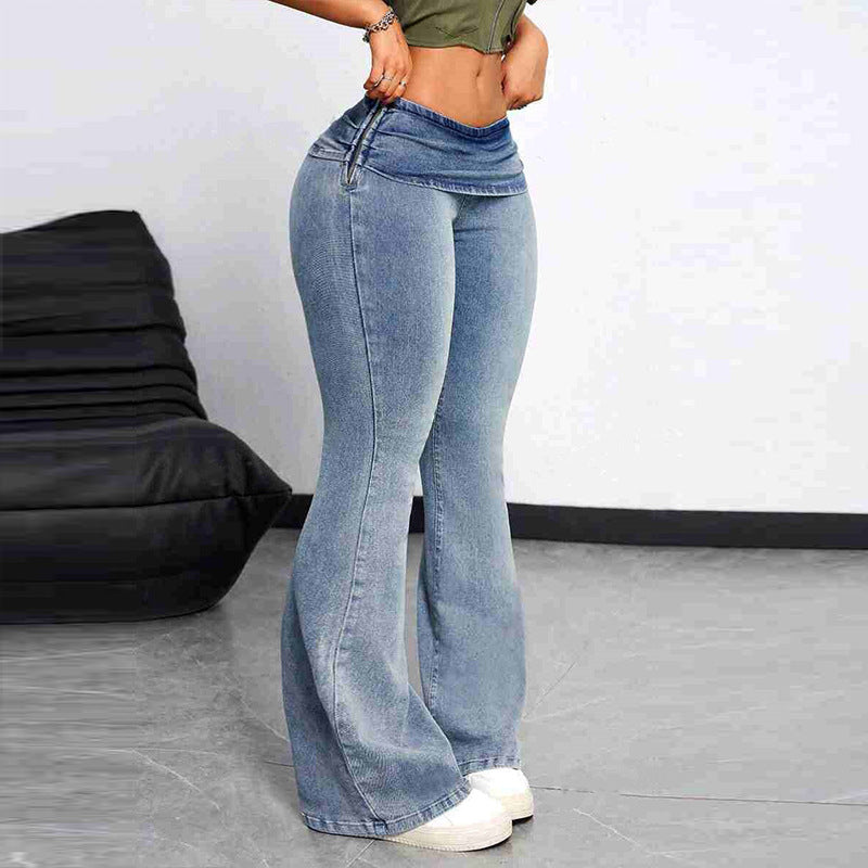 Tight Stretch Leggings Show Fashionable Jeans