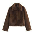 Artificial Fur Effect Lapel Loose Fashionable Jacket