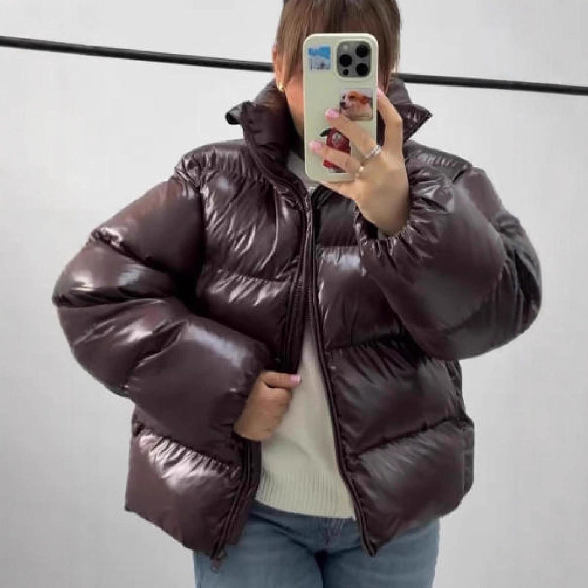 Glossy Removable Cotton Coat