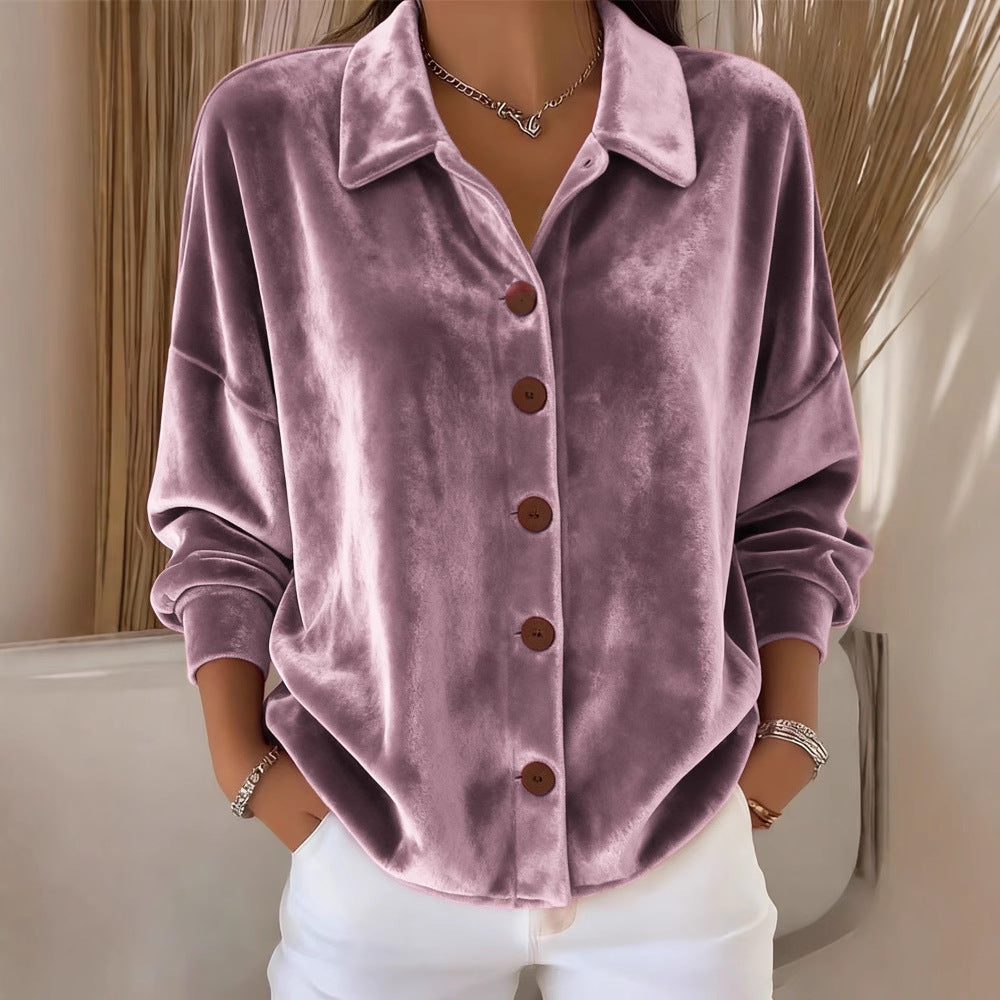 Womens Multi-Color Velvet Cardigan With Long Sleeves For Casual Wear